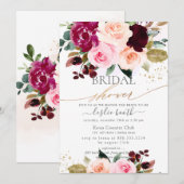 Burgundy Blush Roses Vrijgezellenfeest Kaart (Voorkant / Achterkant)