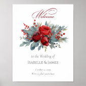 Burgundy & Blush Roses Wedding Welcome Poster (Voorkant)