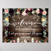 Burgundy Blush Roze 54x40" Trouw Welkom Bord Poster (Voorkant)