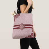 Burgundy & blush roze AI-kunst Tote Bag (Dichtbij)