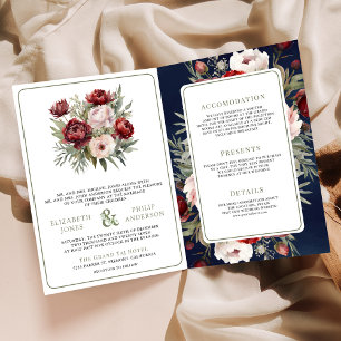 Burgundy Blush Roze Bloemend Navy All-in-One Trouw