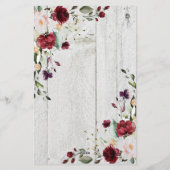 Burgundy Blush Roze Bloemige Landelijk Briefpapier (Achterkant)