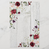 Burgundy Blush Roze Bloemige Landelijk Briefpapier (Voorkant)