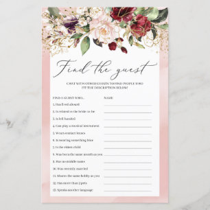 Burgundy Blush Roze Bloemige Vind De Gast Spel