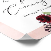 Burgundy blush roze gouden bedankt voor komst poster (Hoek)