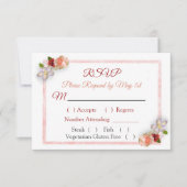 Burgundy Blush Roze Rose Goud Trouw RSVP kaart (Voorkant)