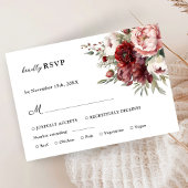 Burgundy Blush Roze Rustieke Bloem Bruiloft RSVP