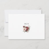 Burgundy Blush Roze Rustieke Bloem Bruiloft RSVP (Achterkant)