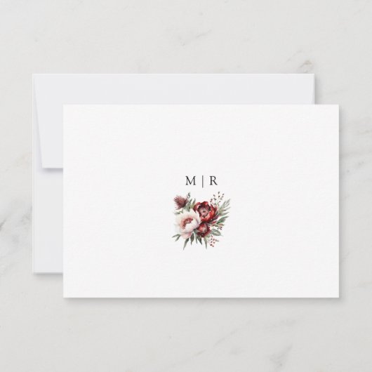 Burgundy Blush Roze Rustieke Bloem Bruiloft RSVP (Achterkant)