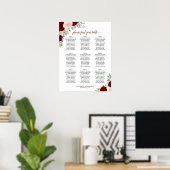 Burgundy Blush Rozen 9 Tafel Trouw Bruiloft Zitpla Poster (Thuiskantoor)