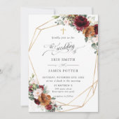 Burgundy Blush Rust Orange Floral Church Wedding   Kaart (Voorkant)