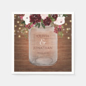 Burgundy Blush Rustic Mason Jar Wedding Napkins Servet (Voorkant)