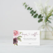 burgundy blush rustige floral diaper raffle cards informatiekaartje (Staand voorkant)