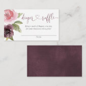 burgundy blush rustige floral diaper raffle cards informatiekaartje (Voorkant / Achterkant)