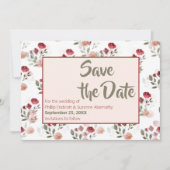 Burgundy Blush Sage Rozen Patroon Save the Date Kaart (Voorkant)