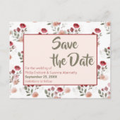 Burgundy Blush Sage Rozen Pattern Save the Date Aankondigingskaart (Voorkant)