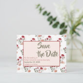 Burgundy Blush Sage Rozen Pattern Save the Date Aankondigingskaart (Staand voorkant)