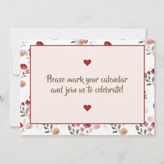 Burgundy Blush Sage Rozen Pattern Save the Date Kaart (Achterkant)