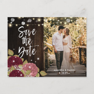 Burgundy Blush Save the Date Photo Briefkaarten