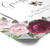 Burgundy Blush Silver Wedding Guest Book Sign Poster (Hoek)