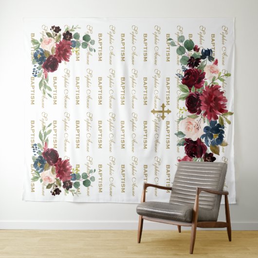 Burgundy Blush Step & Repeat Doop Achtergrond Wandkleed (In Situ (horizontaal))