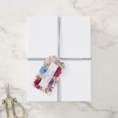 Burgundy Blush Stofblauw Elegante Bloem Cadeaulabel (Met Touw)