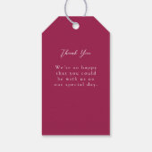 Burgundy Blush Stofblauw Elegante Bloem Cadeaulabel (Achterkant)