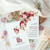 Burgundy Blush Terracotta Boho Floral Wedding Kaart