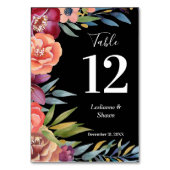 Burgundy Blush Tropical Floral Modern Table Number Kaart (Achterkant)