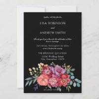 Burgundy Blush Tropical Floral Wedding - Black V2