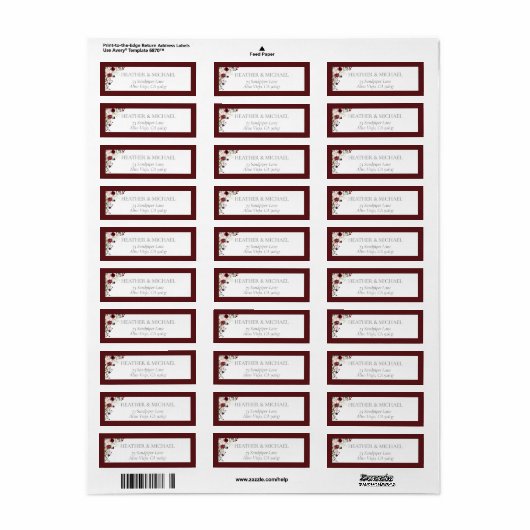 Burgundy Blush Vrijgezellenfeest Return Address Etiket (Full Sheet)