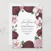 Burgundy & Blush Watercolor Floral Wedding Kaart (Voorkant)