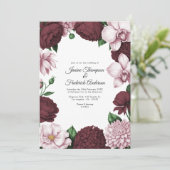 Burgundy & Blush Watercolor Floral Wedding Kaart (Staand voorkant)