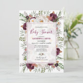 Burgundy Blush Waterverf Baby shower Kaart (Staand voorkant)