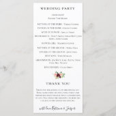 Burgundy Blush Waterverf Bloemen Bruiloft Programmakaart (Achterkant)