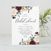 Burgundy & Blush Waterverf Elegant Vrijgezellenfee Kaart (Staand voorkant)