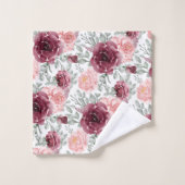 Burgundy blush waterverf floral     bad handdoek (Wasdoekje)