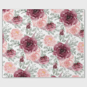 Burgundy blush waterverf floral cadeaupapier (Vlak)