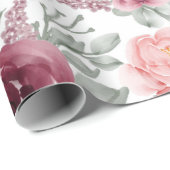 Burgundy blush waterverf floral cadeaupapier (Rol Hoek)