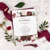 Burgundy Blush Waterverf Floral Fall Wedding Kaart