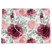 Burgundy blush waterverf floral groot cadeauzakje (Voorkant)