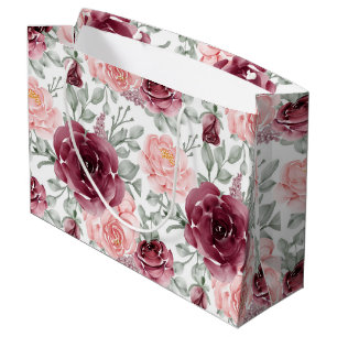 Burgundy blush waterverf floral groot cadeauzakje