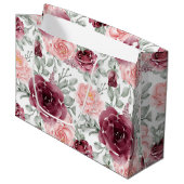 Burgundy blush waterverf floral groot cadeauzakje (Voorkant Gekanteld)