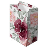 Burgundy blush waterverf floral   medium cadeauzakje (Voorkant Gekanteld)