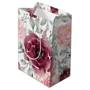 Burgundy blush waterverf floral   medium cadeauzakje