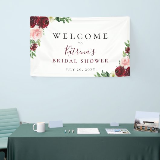 Burgundy Blush Waterverf Floral Spandoek (Beurs)