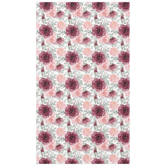 Burgundy blush waterverf floral  tafelkleed (Voorkant)