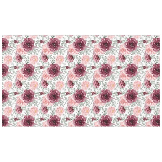 Burgundy blush waterverf floral  tafelkleed (Voorkant (Horizontaal))