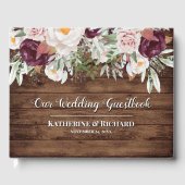 Burgundy Blush Waterverf Floral Wedding Gastenboek (Voorkant)