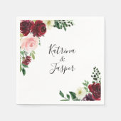 Burgundy Blush Waterverf Floral Wedding Servet (Voorkant)